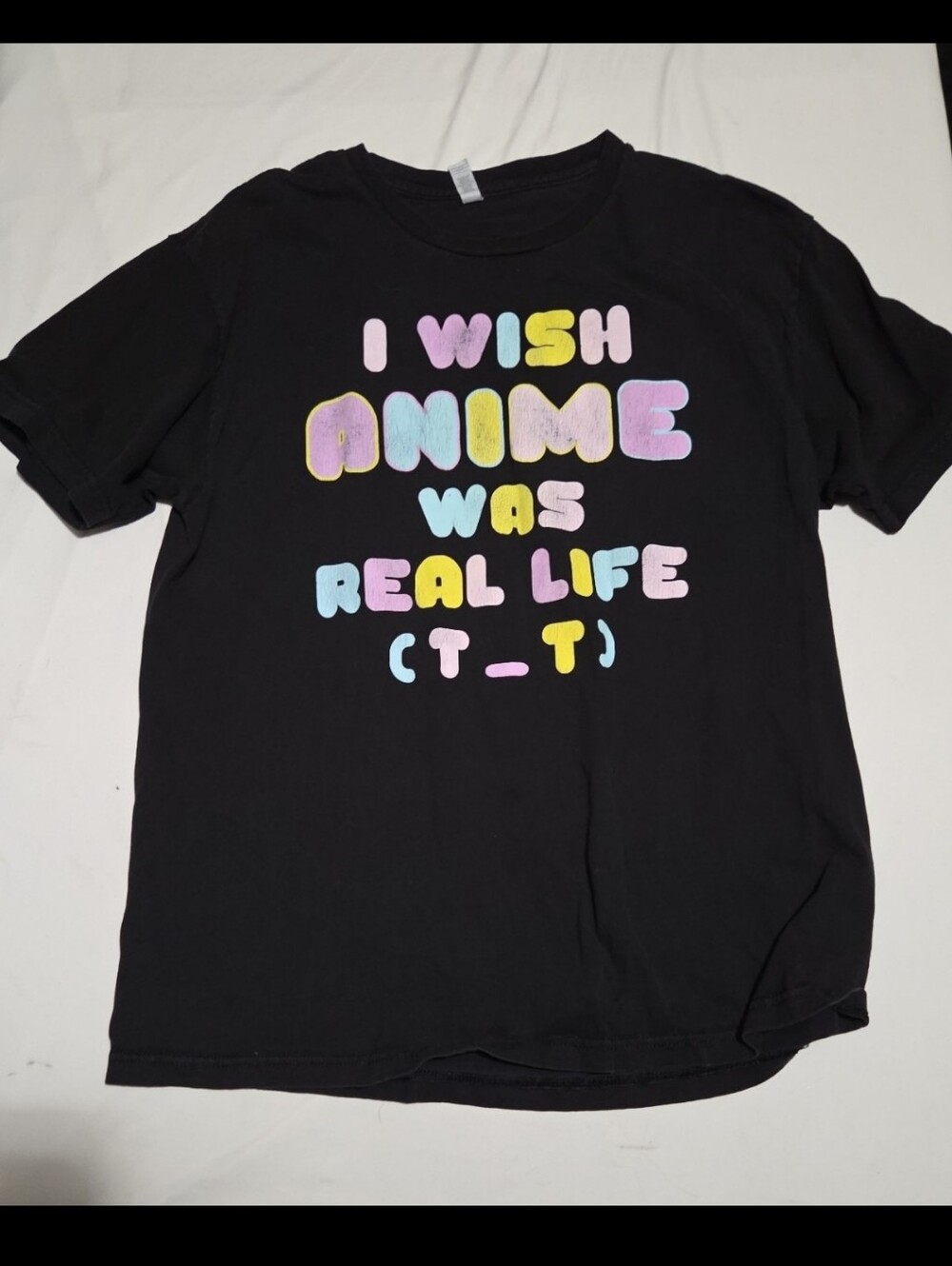 Chic men's size large anime real life black shirt #27
